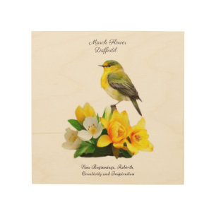 March Birth Month Flower Vibrant Birthday Gift Wood Wall Art