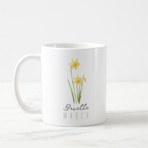 March Birth Month Flower w/Name – Daffodil Coffee Mug
