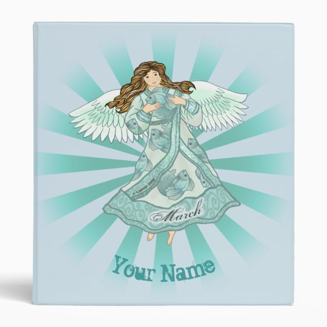 March Birthday Angel 3 Ring Binder (Front)