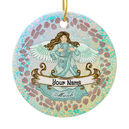 March Birthday Angel Ceramic Ornament