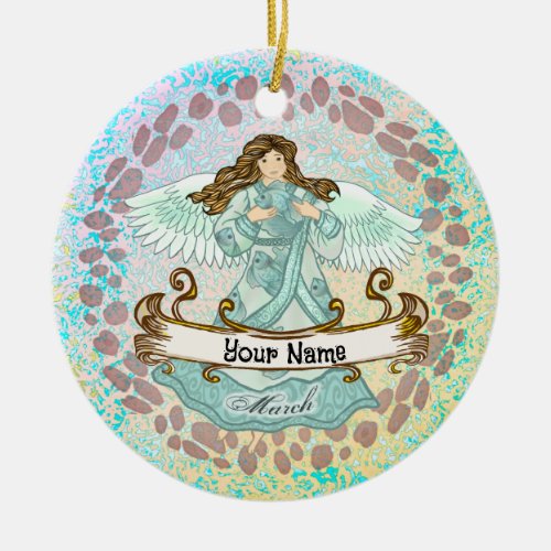 March Birthday Angel custom name  Ornament
