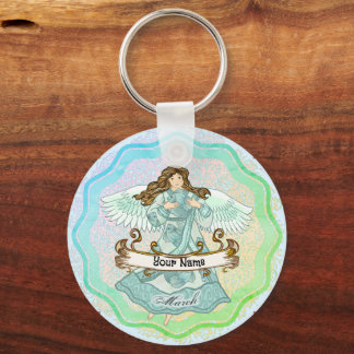 March Birthday Angel Keychain