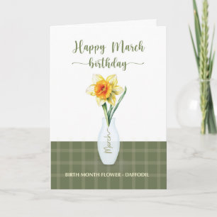 March Birthday Birth Month Flower Daffodil Card