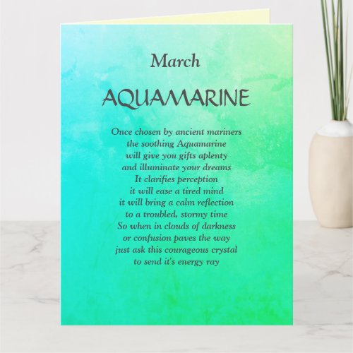 March Birthday Birthstone Aquamarine Greeting Card