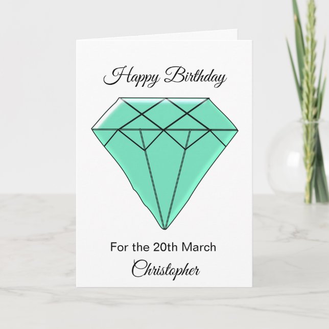 March Birthday Card - Aquamarine (Front)