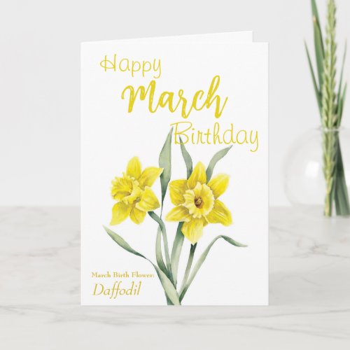 March Birthday Daffodil Birth Flower Card