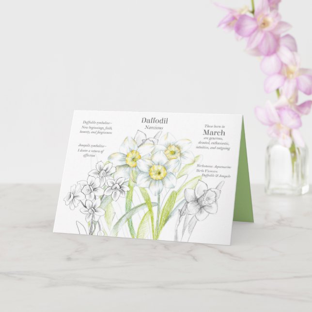 March Birthday Daffodil Birth Month Flower Card (Orchid)