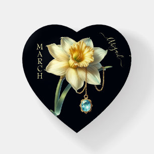 March Birthstone and Jonquil Flower Paperweight