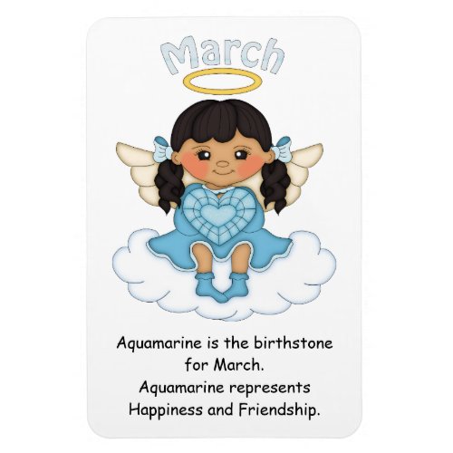 March Birthstone Angel Black Premium Magnet