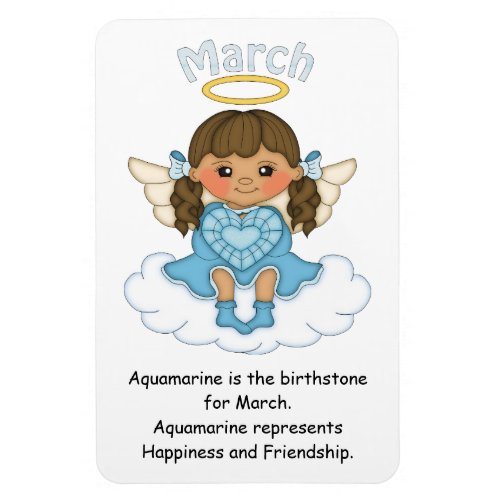 March Birthstone Angel Brunette Premium Magnet