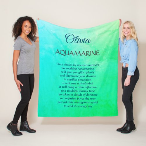 March Birthstone Aquamarine design Fleece Blanket