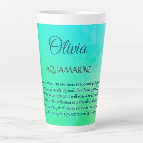 March Birthstone Aquamarine design Latte Mug
