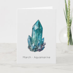 March Birthstone Aquamarine Happy Birthday Card