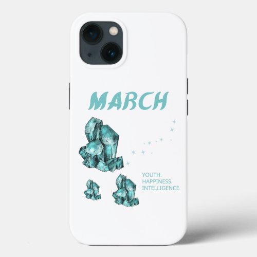 March Birthstone Aquamarine Skyblue Color iPhone 13 Case