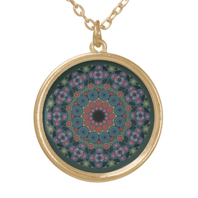 March Birthstone Bloodstone Mandala Necklace (Front)