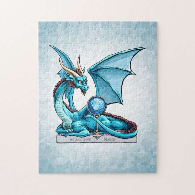 March Birthstone Dragon: Aquamarine Jigsaw Puzzle (Vertical)