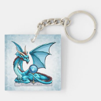 March Birthstone Dragon: Aquamarine Keychain by critterwings at Zazzle