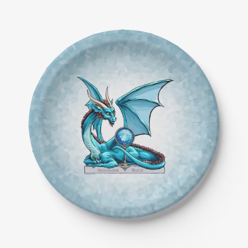 March Birthstone Dragon Aquamarine Paper Plates