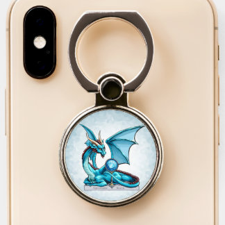 March Birthstone Dragon: Aquamarine  Phone Ring Stand