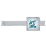 March Birthstone Dragon: Aquamarine Silver Finish Tie Bar at Zazzle