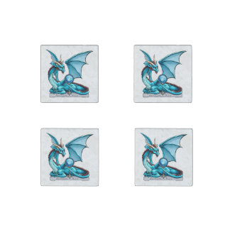 March Birthstone Dragon: Aquamarine Stone Magnet