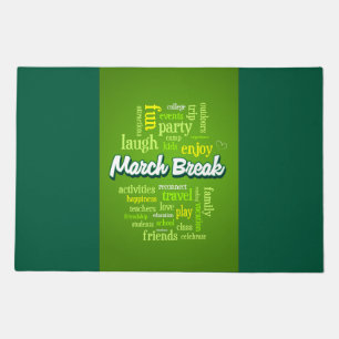 March Break Word Cloud Typography School Vacation Doormat