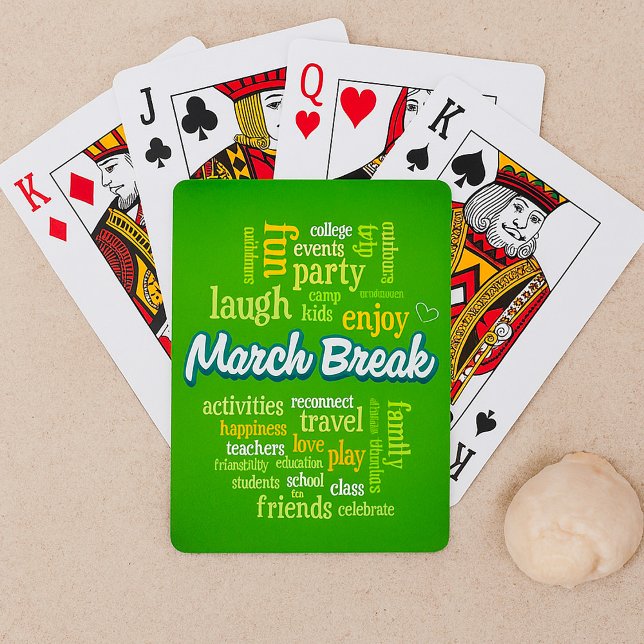 March Break Word Cloud Typography School Vacation Poker Cards (Creator Uploaded)