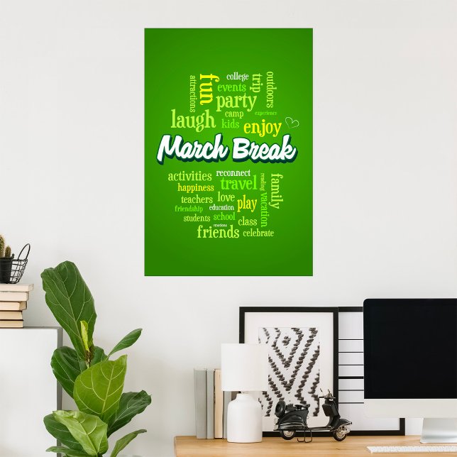 March Break Word Cloud Typography School Vacation Poster (Creator Uploaded)