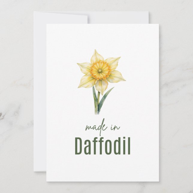 March Daffodil Birth Flower card Watercolor (Front)