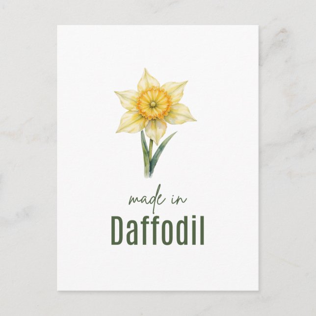 March Daffodil Birth Flower Wall Art Watercolor Postcard (Front)