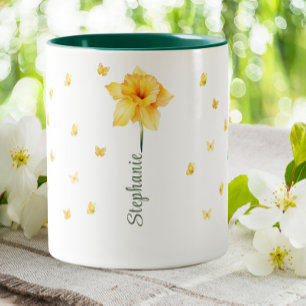 March Daffodil Birth Month Floral Flower Two-Tone Coffee Mug