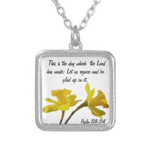 March daffodil flower w/ bible verse necklace