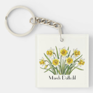 March Daffodil Flowers Keychain