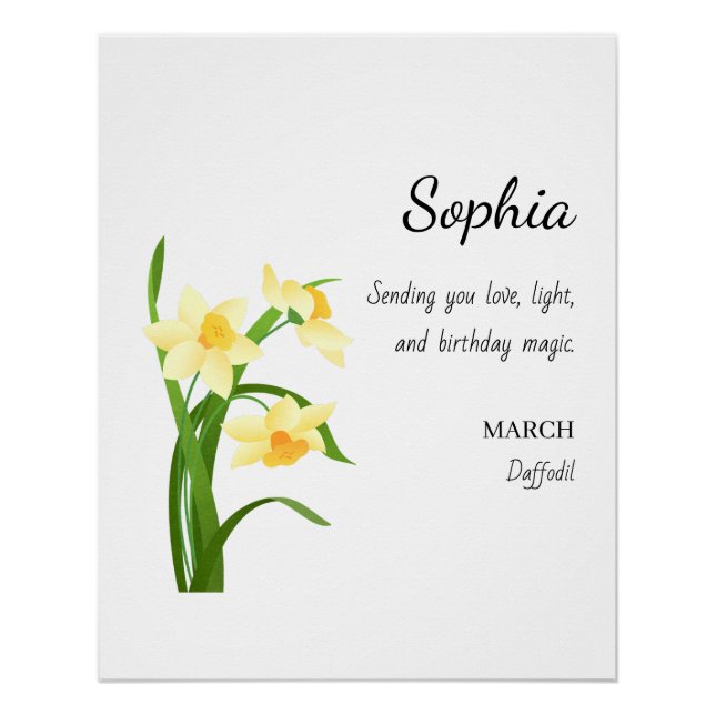 March Daffodil Personalized Birthday Poster (Front)