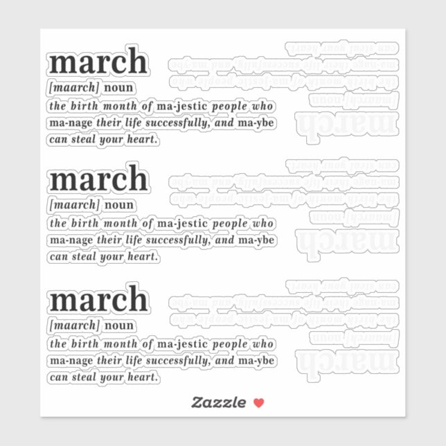 March Definition Birthday Sticker (Sheet)