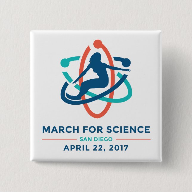 March For Science: San Diego - White Square Button (Front)