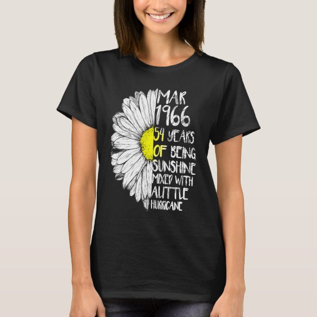 MARCH Girl Made In 1966 54th Sunshine Hurricane Bi T-Shirt (Front)