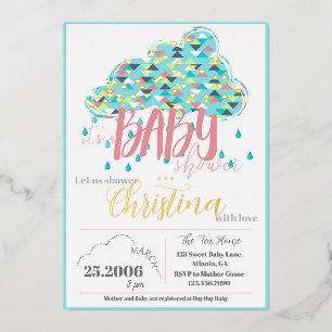 March Gold Foil Modern Baby Shower Invitation
