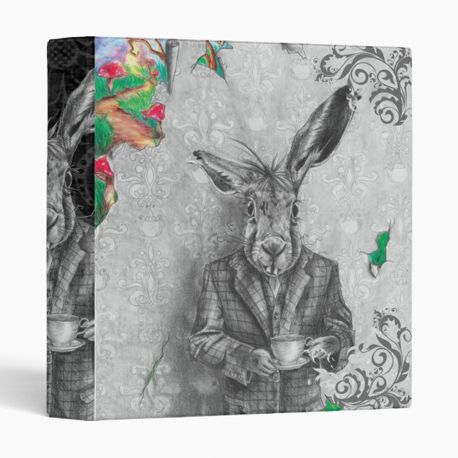 March Hare 3 Ring Binder Alice in Wonderland Binde (Front/Spine)