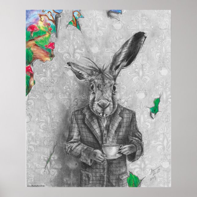 March Hare Art March Hare Poster Wonderland Art (Front)