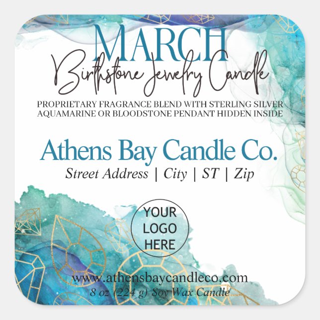 March Hidden Jewelry Candle Product Label (Front)