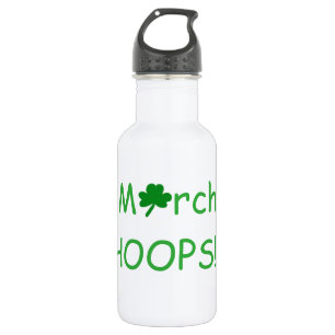 March HOOPS Green Shamrock Fun Basketball Stainless Steel Water Bottle