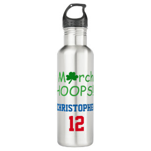 March HOOPS Shamrock TEAM NUMBER Basketball Stainless Steel Water Bottle