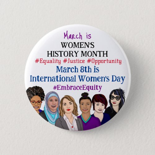 March is International Womens Day    Button