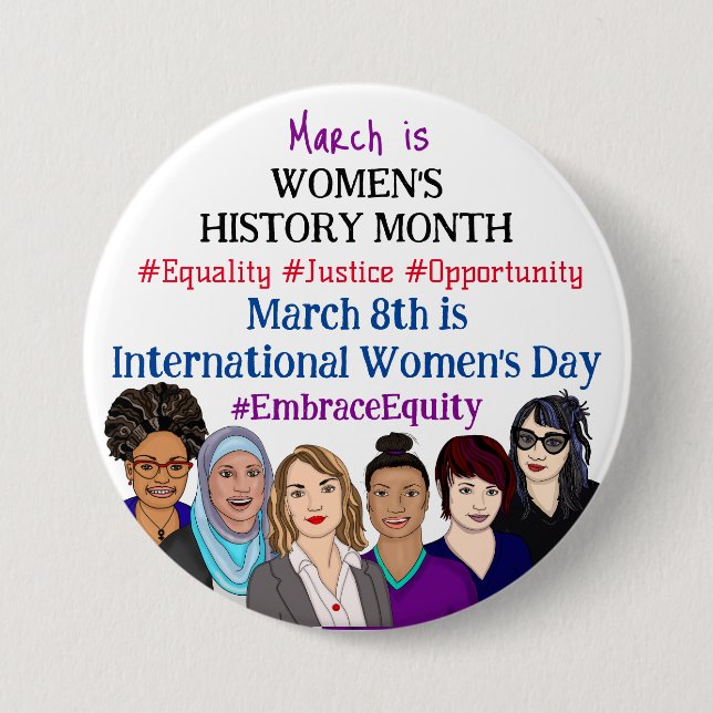 March is International Women's Day    Button (Front)
