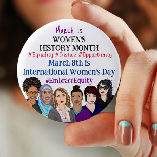 March is International Women's Day Button