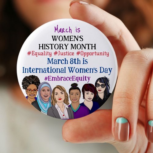 March is International Womens Day    Button