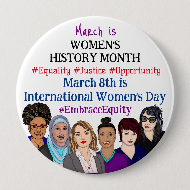 March is International Women's Day   Large Button (Front)