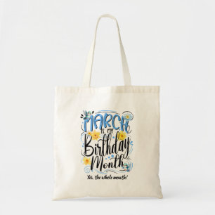 March is my Birthday Month, Birds and Daffodils Tote Bag