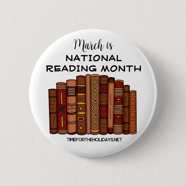 March is National Reading Month    Button (Front)